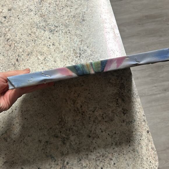 Original acrylic Painting- pink Callie Lillie’s - unframed, vintage wear, damage - Picture 13 of 14